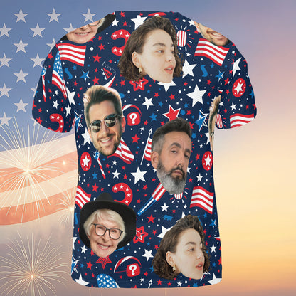 Custom Face Unisex 3D T-Shirt | Personalized Custom Photo Independence Day Shirt | 4th of July All-Over Printed T-Shirt 682302