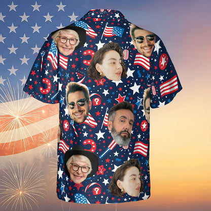 Custom Face Hawaiian Shirt | Personalized Photo Independence Day Shirt | 4th of July Hawaiian Shirt 682302