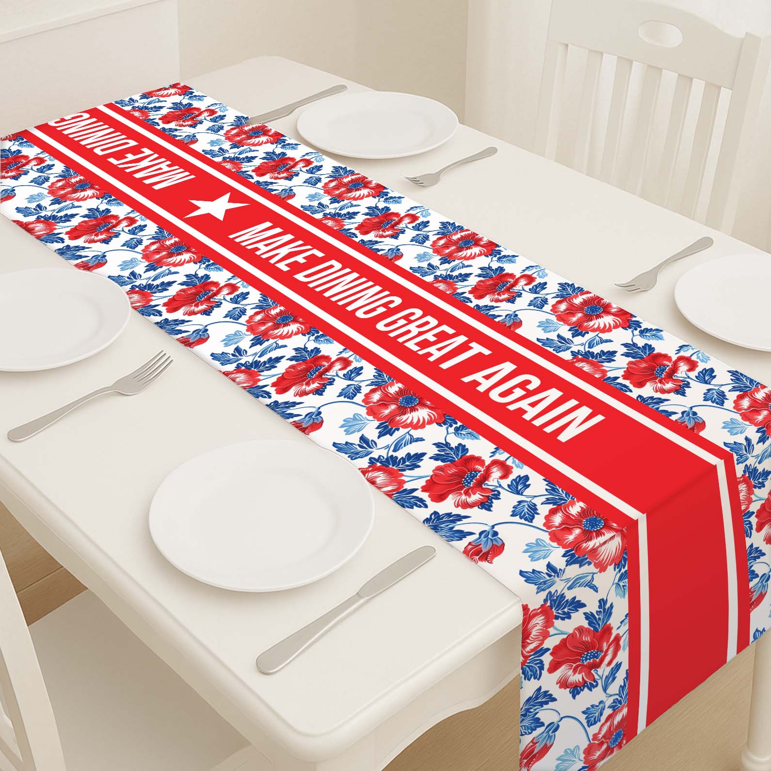 Personalized Custom Text Table Runner, Trump 4th of July Table Runner for Kitchen 682326