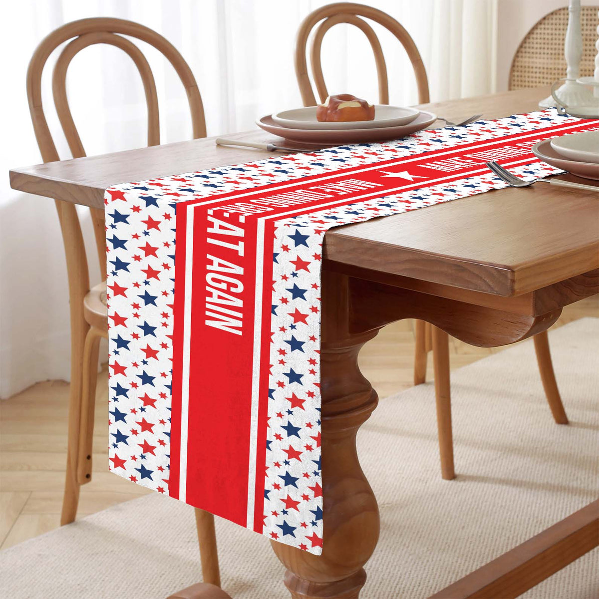Personalized Custom Text Table Runner, Trump 4th of July Table Runner for Kitchen 682326