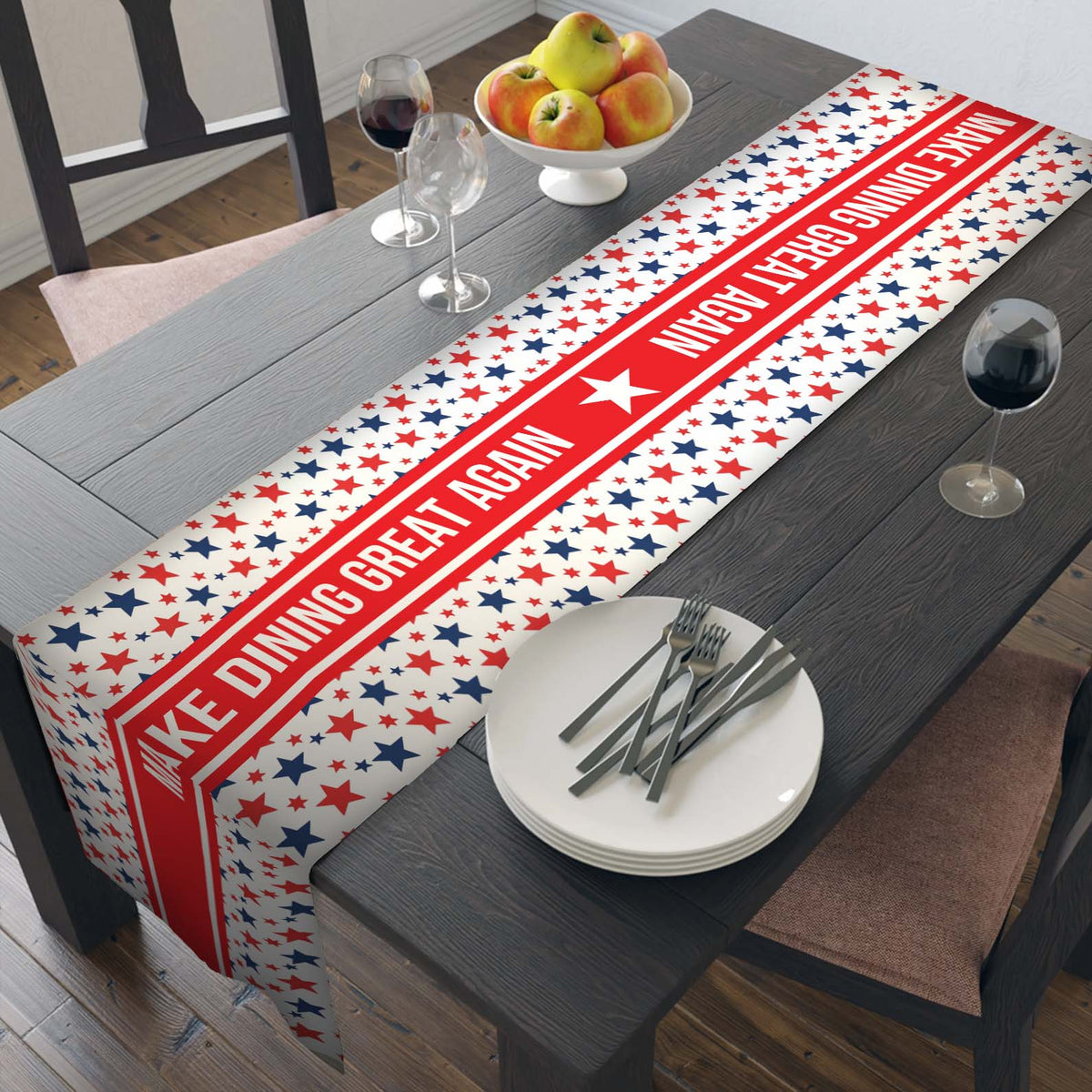 Personalized Custom Text Table Runner, Trump 4th of July Table Runner for Kitchen 682326