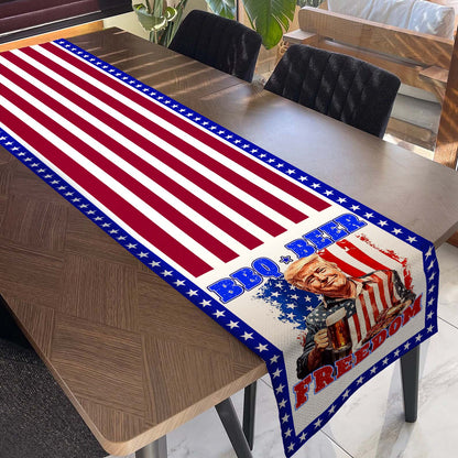 Beer BBQ Freedom Patriotic Table Runner, Trump 4th of July Table Runner for Kitchen 682331 - GOP