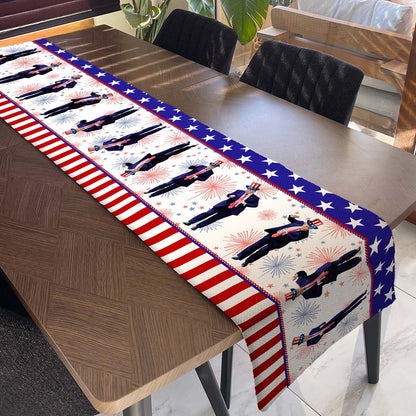 Dancing Trump Patriotic Table Runner, Trump 4th of July Table Runner for Kitchen 682333 - GOP