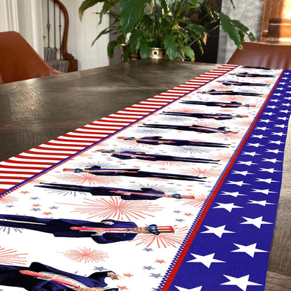 Dancing Trump Patriotic Table Runner, Trump 4th of July Table Runner for Kitchen 682333 - GOP