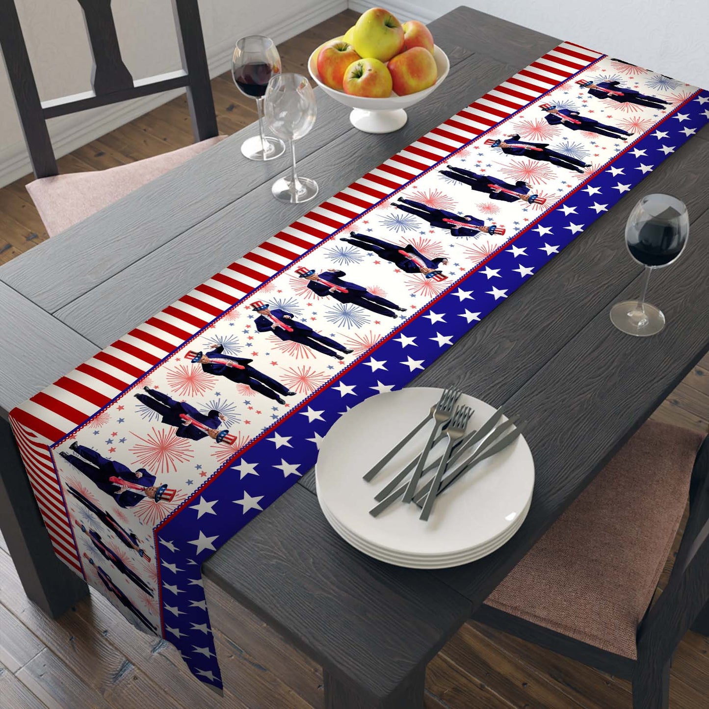 Dancing Trump Patriotic Table Runner, Trump 4th of July Table Runner for Kitchen 682333 - GOP