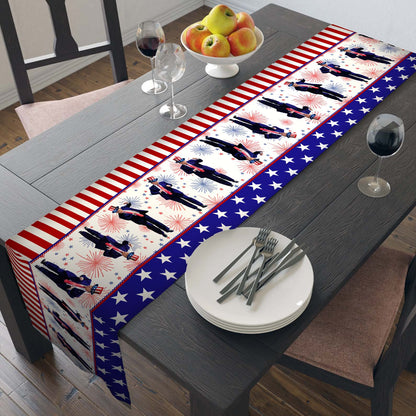Dancing Trump Patriotic Table Runner, Trump 4th of July Table Runner for Kitchen 682333 - GOP