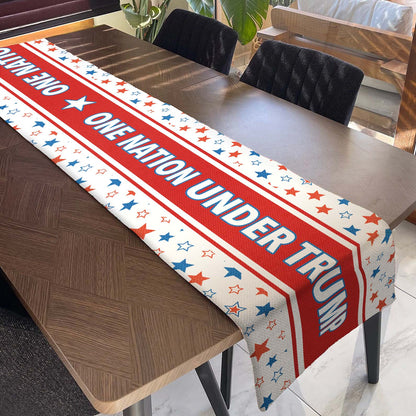 One Nation Under Trump Patriotic Table Runner, Trump 4th of July Table Runner for Kitchen 682348