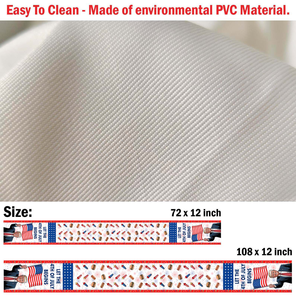 Let The 4th of July Begin Table Runner | Patriotic American Independence Day | Trump 4th Of July Table Runner For Kitchen 682349 - GOP