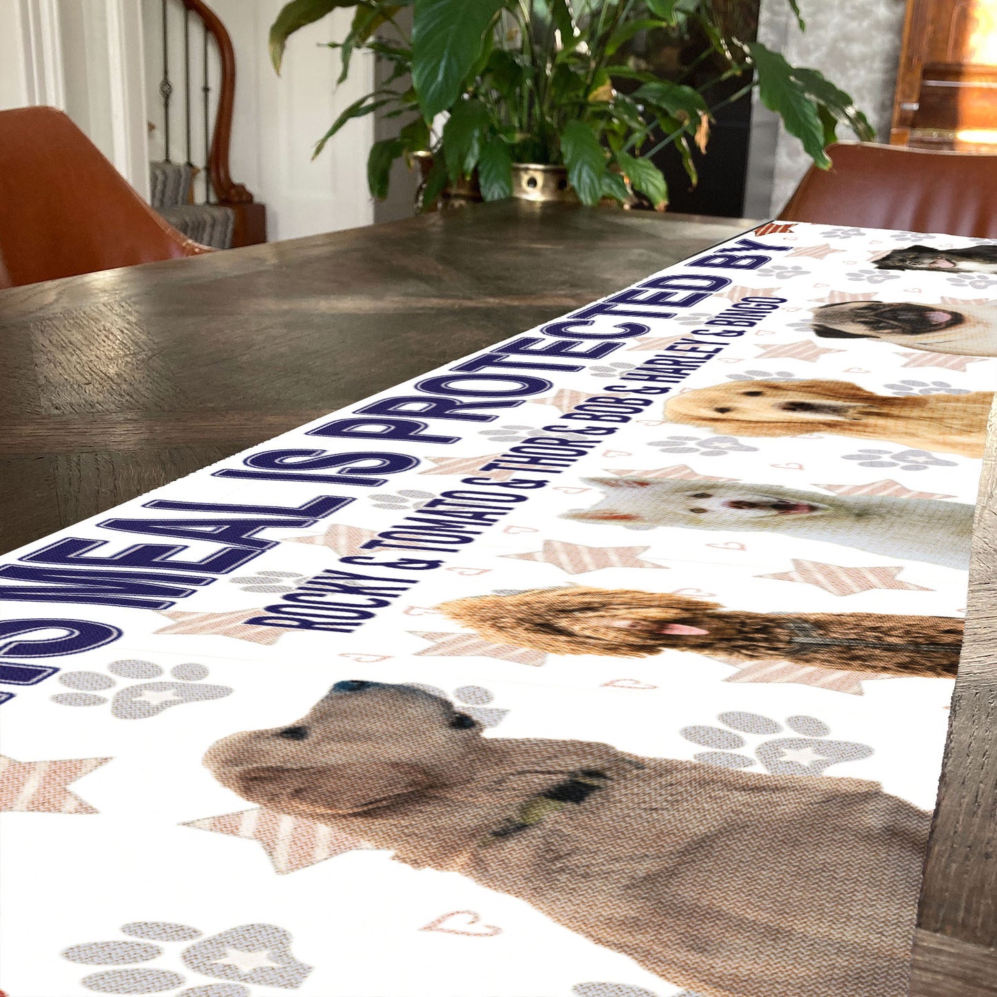 Personalized This Meal Is Protected Table Runner | Custom Dog Photo | Patriotic 4th Of July Table Runner For Kitchen 682353