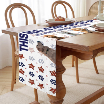 Personalized This Meal Is Protected Table Runner | Custom Dog Photo | Patriotic 4th Of July Table Runner For Kitchen 682353
