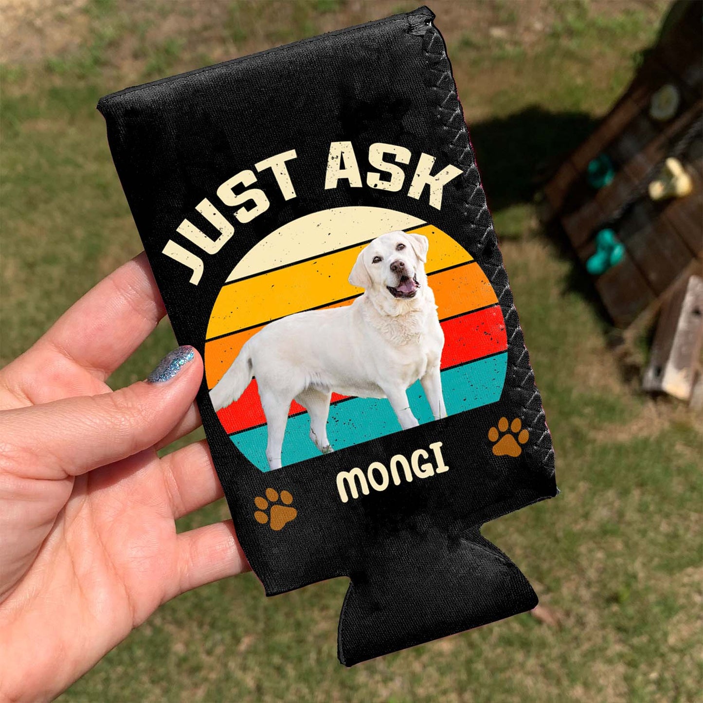 Personalized Dog Photo Best Dog Mom Ever Can Cooler | Custom Dog Name Can Cover | Can Sleeve For Drink 682378