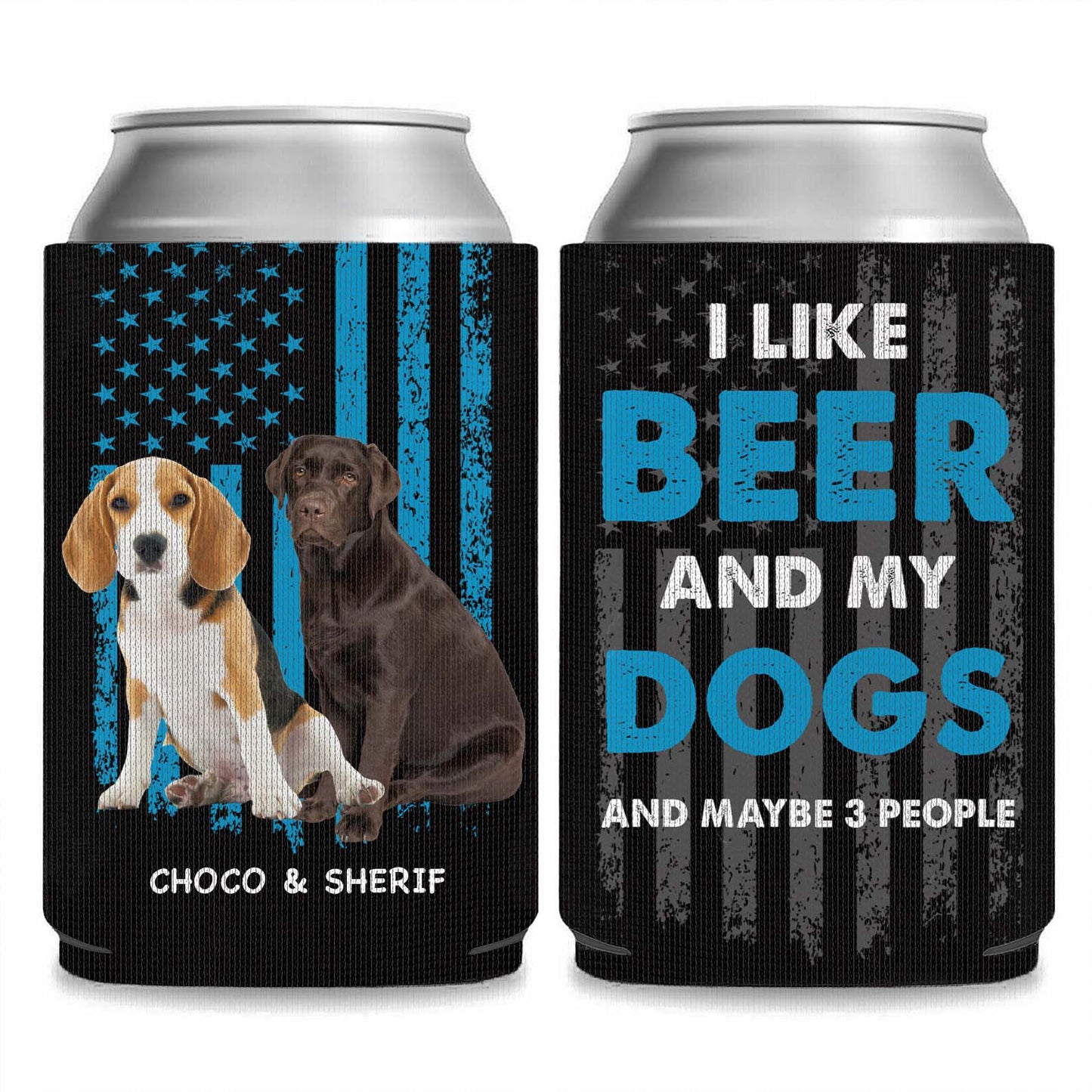 Personalized Dog Photo US FLAG Can Cooler | Custom Dog Name Can Cover | Can Sleeve For Drink 682386