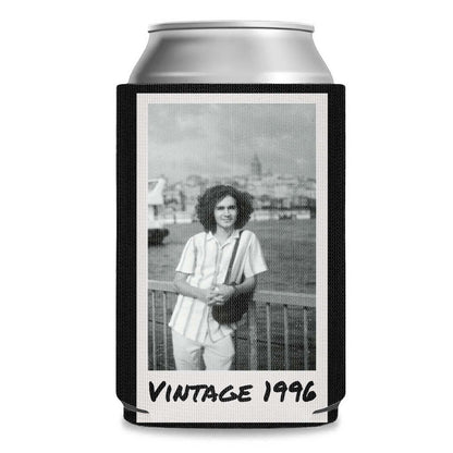 Personalized Insulated Can Cooler | Custom Vintage Year and Text Can Sleeve | Funny Milestone Birthday Favor | Can Holder Gift for Him Her | 682409