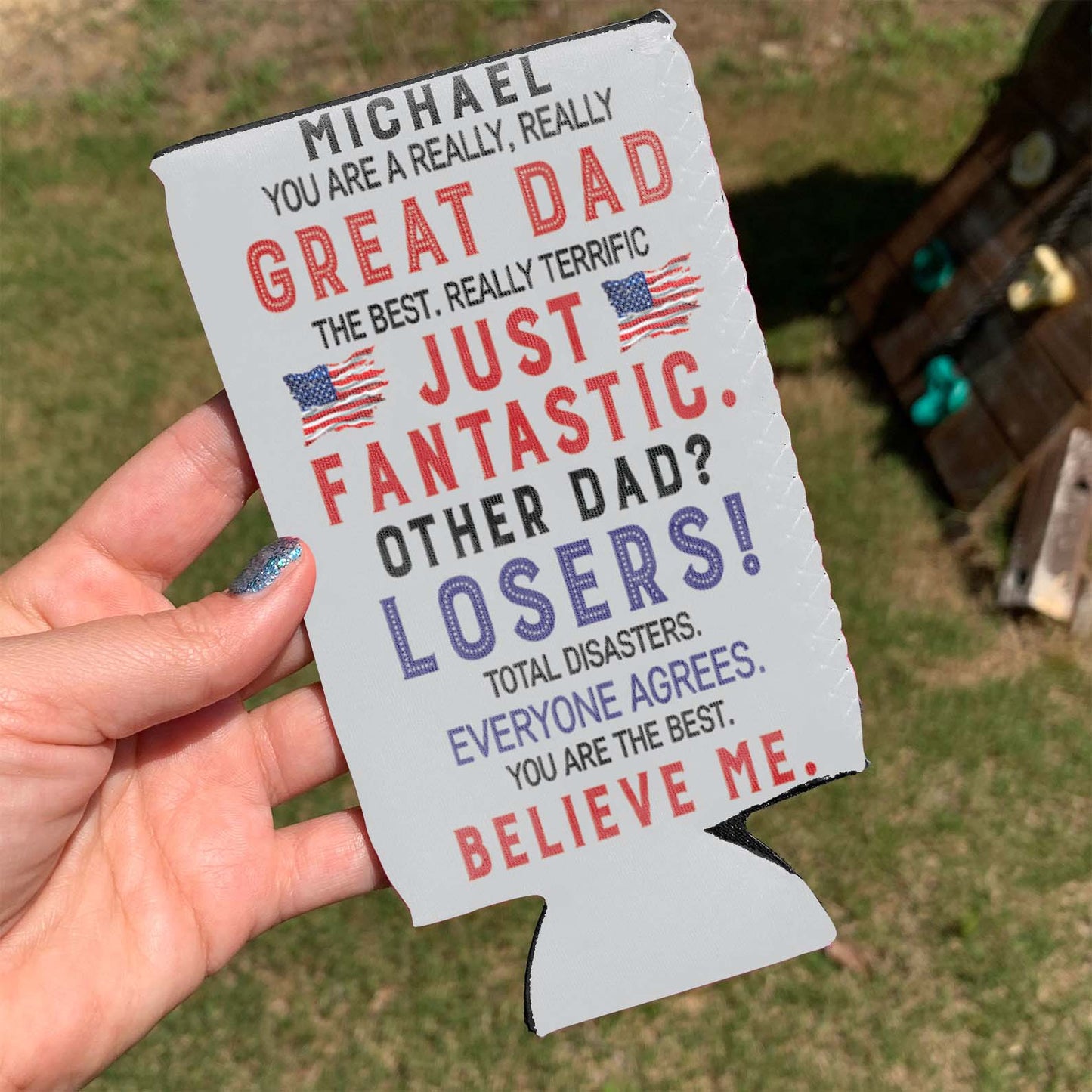 Personalized Best Dad Ever Can Cooler | Custom Funny Trump Father’s Day Gift from Son Daughter | MAGA Papa Gift Idea 682423 - GOP