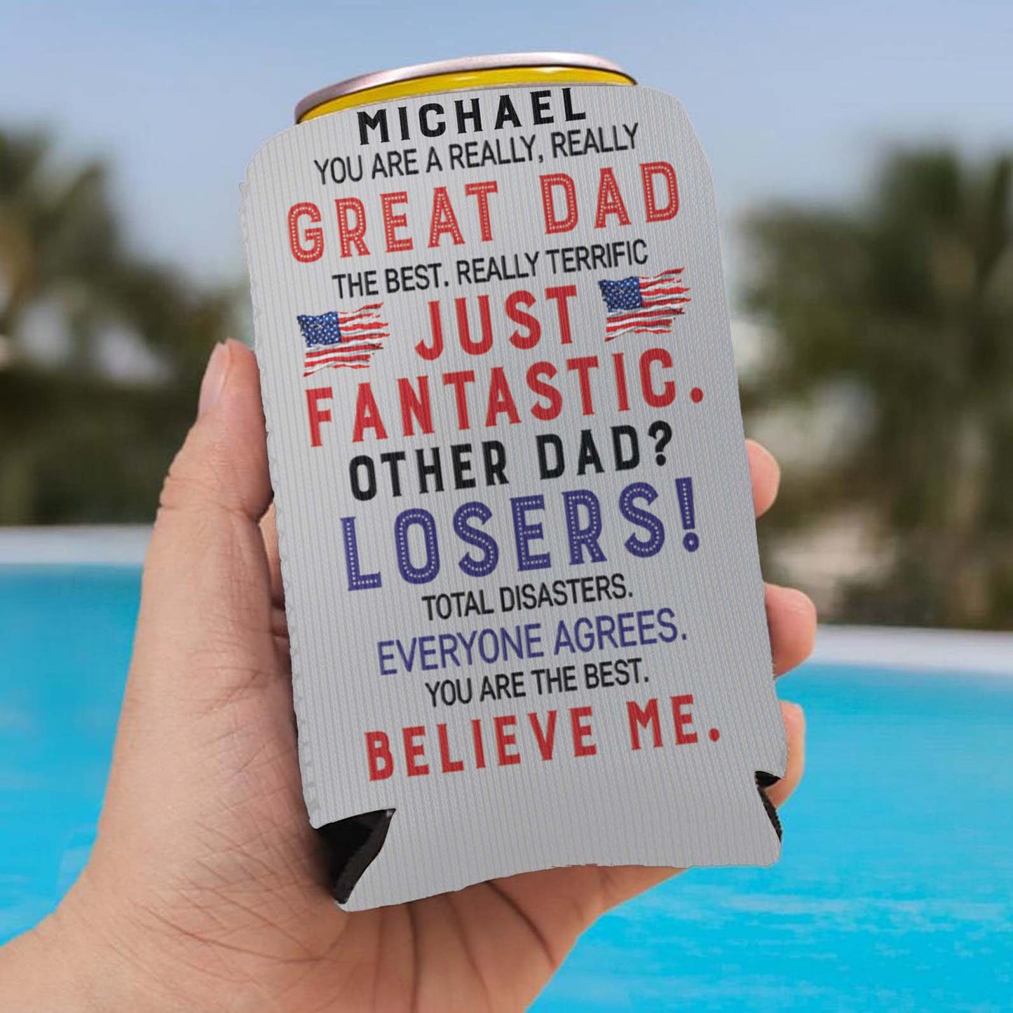 Personalized Best Dad Ever Can Cooler | Custom Funny Trump Father’s Day Gift from Son Daughter | MAGA Papa Gift Idea 682423 - GOP