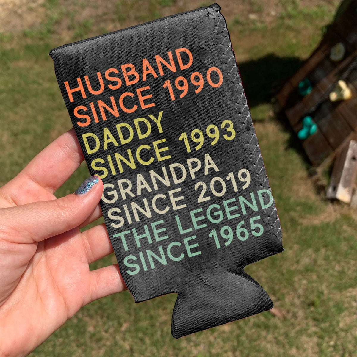 Personalized Text and Title Can Cooler | Custom Title and Date Can Holder | Gift for Family | Father's Day Gift 682471