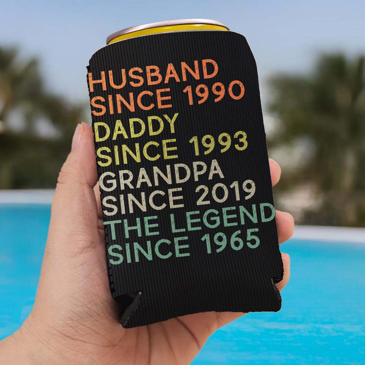 Personalized Text and Title Can Cooler | Custom Title and Date Can Holder | Gift for Family | Father's Day Gift 682471