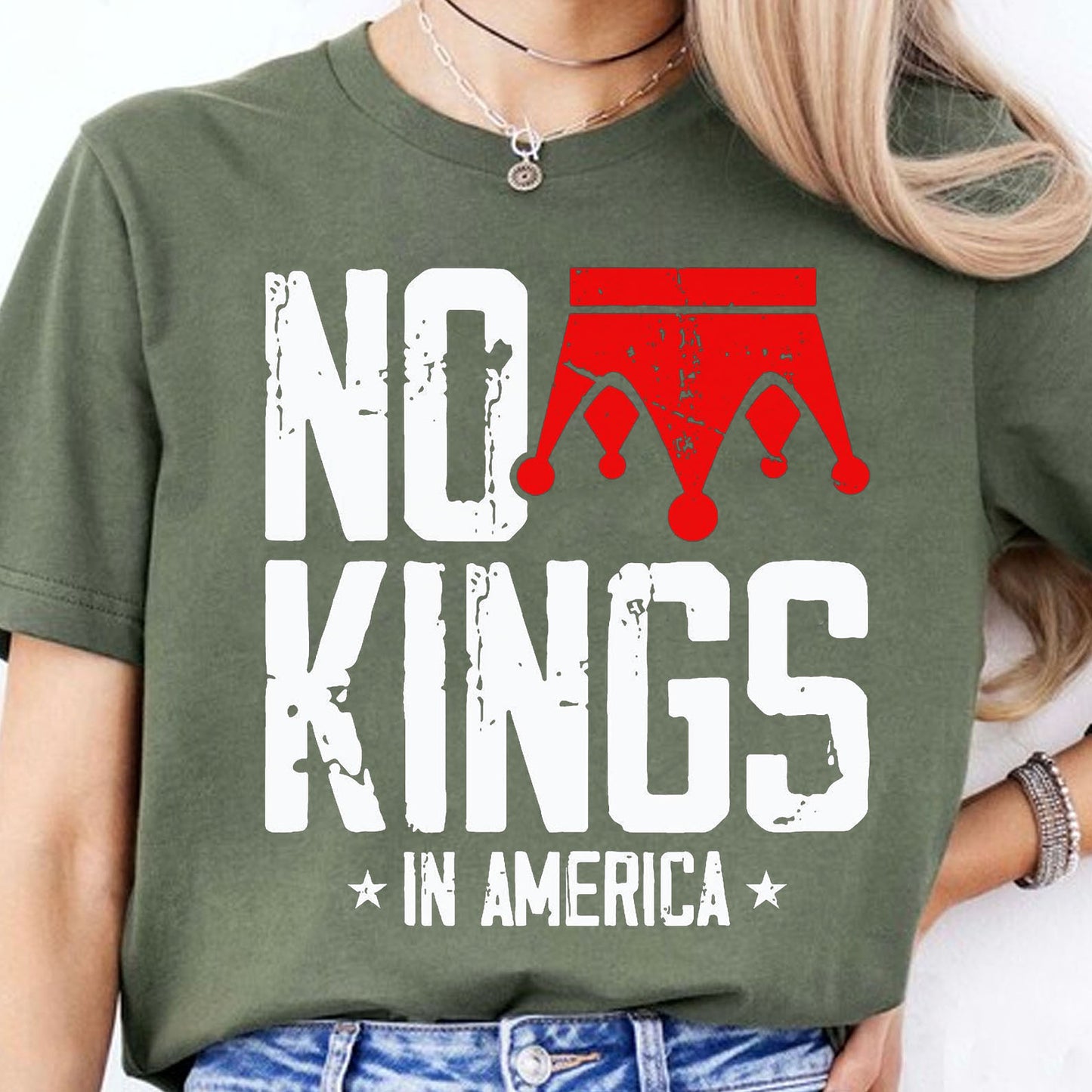 No King in America Shirt, Vintage Patriotic Tee, Anti Trump Anti MAGA Dark Shirt 682474