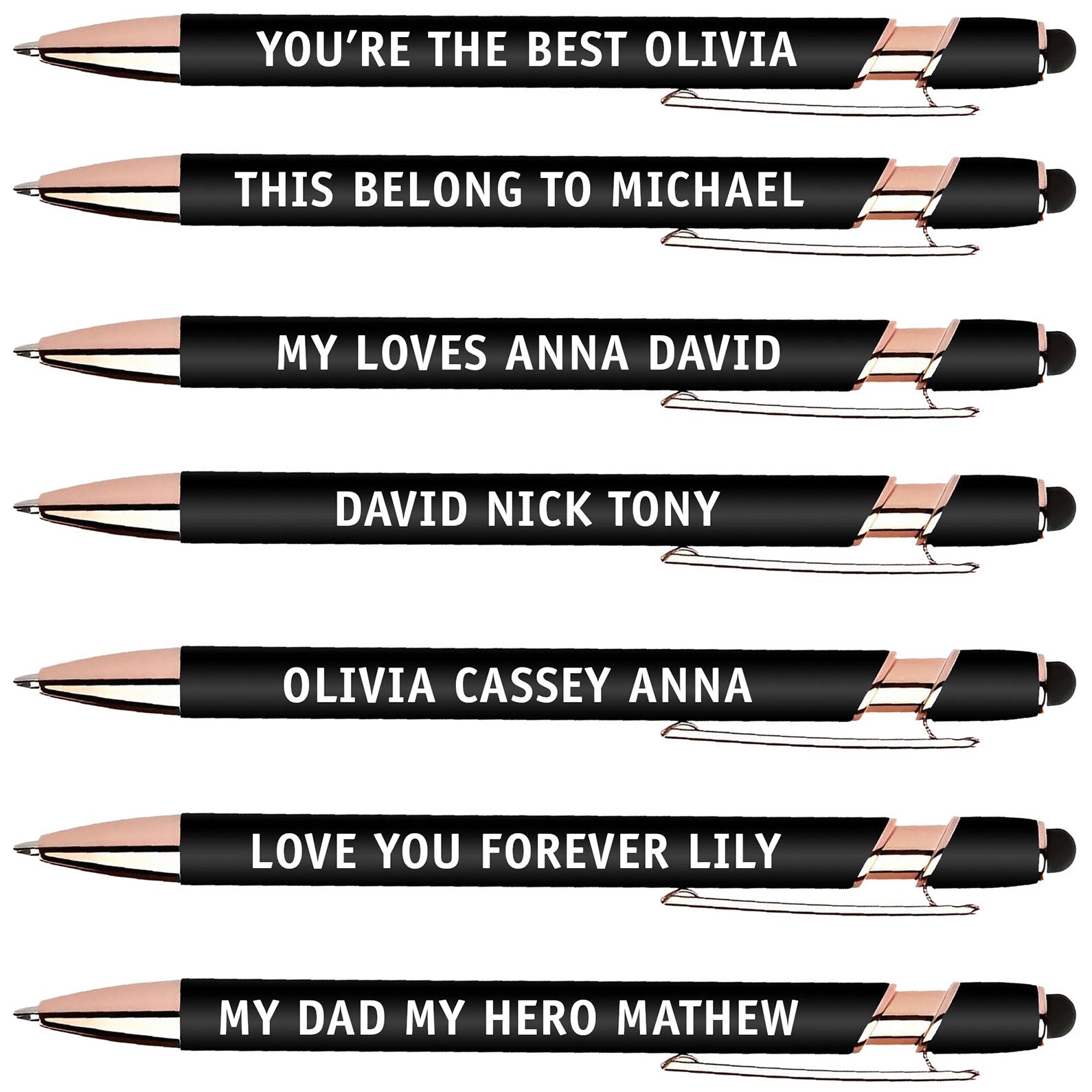 Personalized Text Pen | Customize Ballpoint Pen with Stylus tip, Soft Touch Click Metal Pen | Back To School Gift 682479