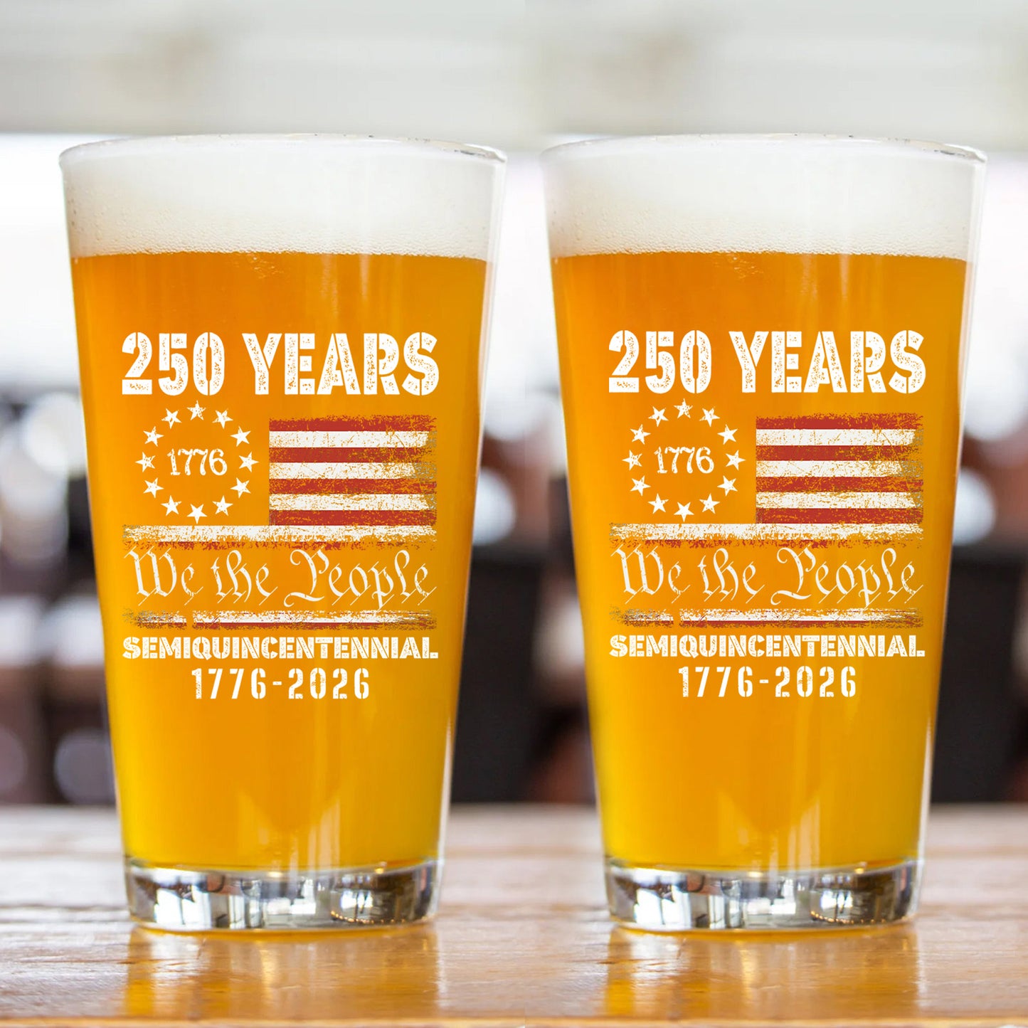 1776 We The People 250 Years Semiquincentennial Glass | Happy 250th Birthday USA | Independence Day Whiskey Glass Beer Glass 682484