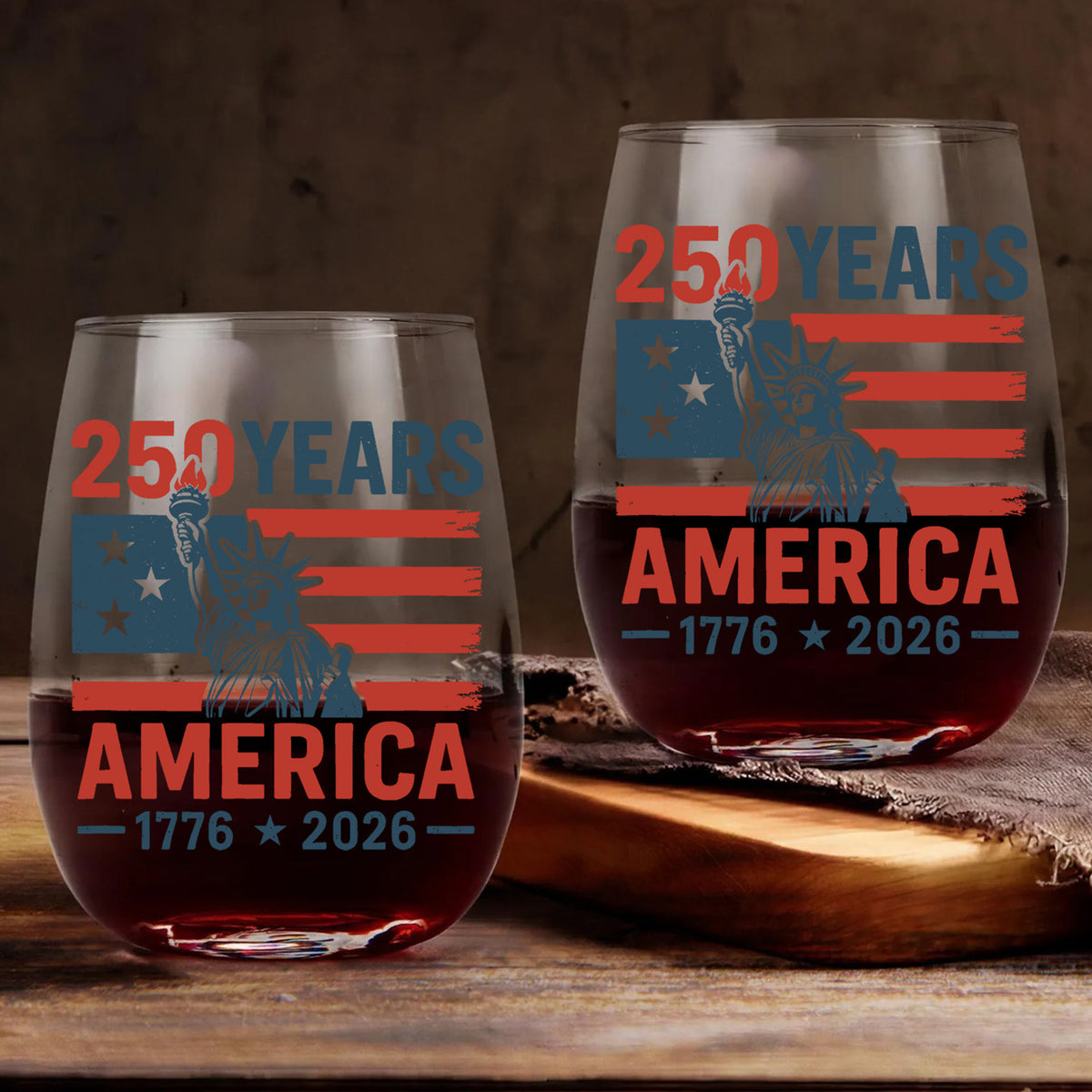 250 Years USA 1776-2026 Wine Glass | Happy 250th Birthday USA Wine Glass | America 250th Anniversary | Independence Day Wine Glass 682492
