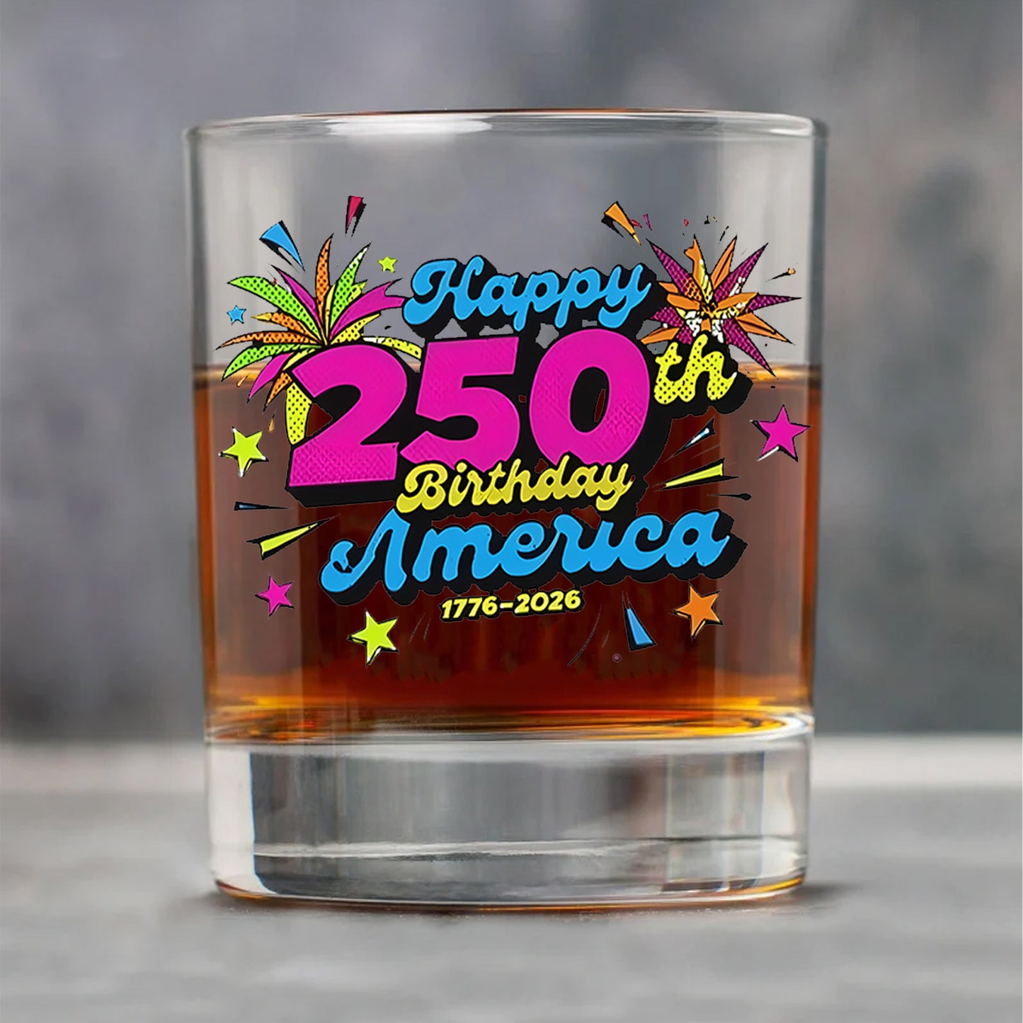 Happy 250 Years Birthday USA Whiskey Glass Beer Glass | America 250th Anniversary Glass | Patriotic 4th of July Glass 682626