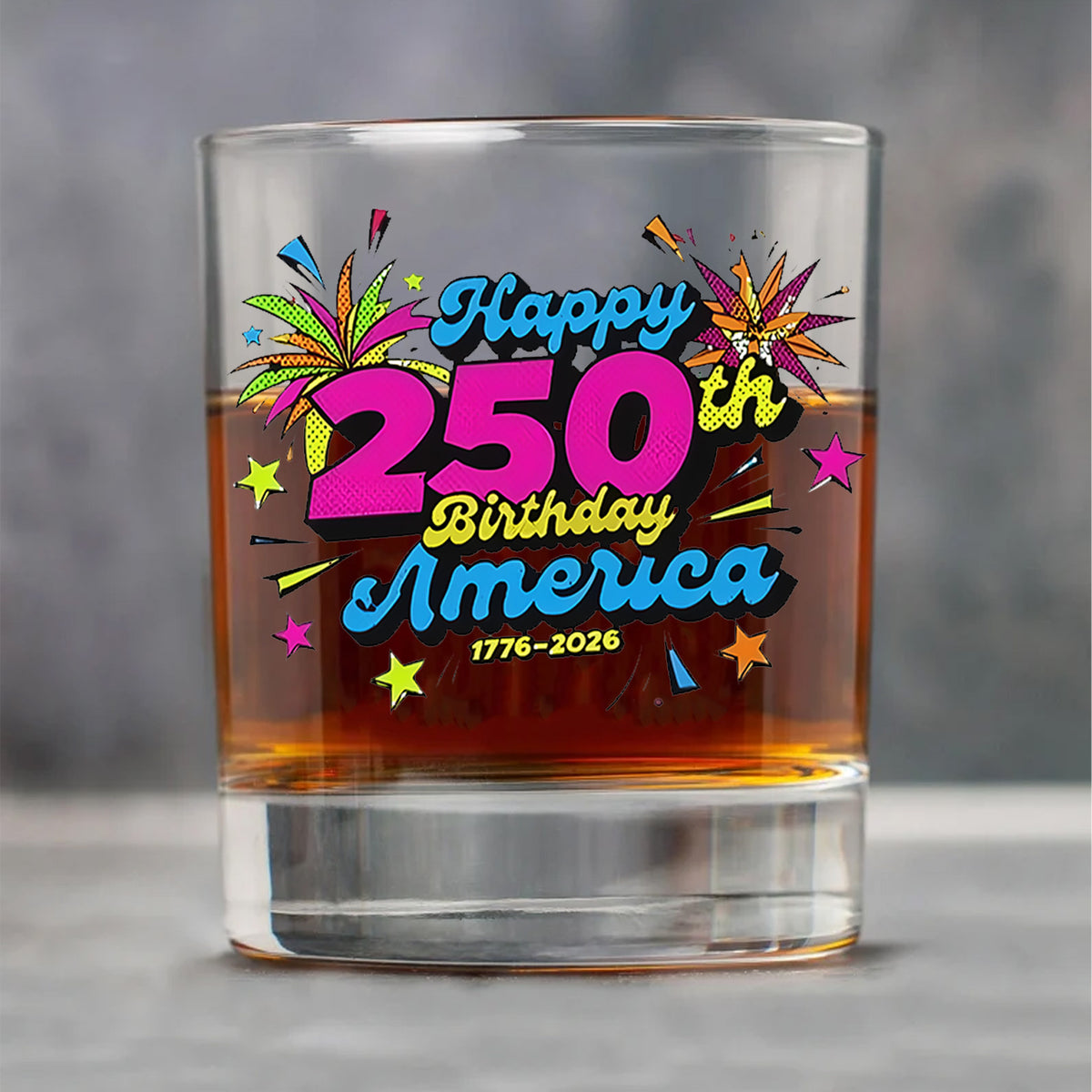 Happy 250 Years Birthday USA Whiskey Glass Beer Glass | America 250th Anniversary Glass | Patriotic 4th of July Glass 682626