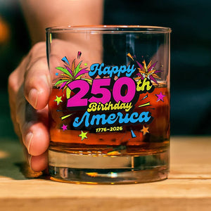 Happy 250 Years Birthday USA Whiskey Glass Beer Glass | America 250th Anniversary Glass | Patriotic 4th of July Glass 682626