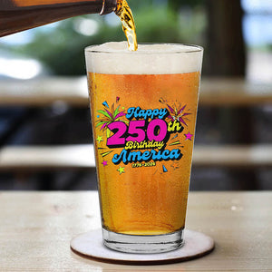 Happy 250 Years Birthday USA Whiskey Glass Beer Glass | America 250th Anniversary Glass | Patriotic 4th of July Glass 682626
