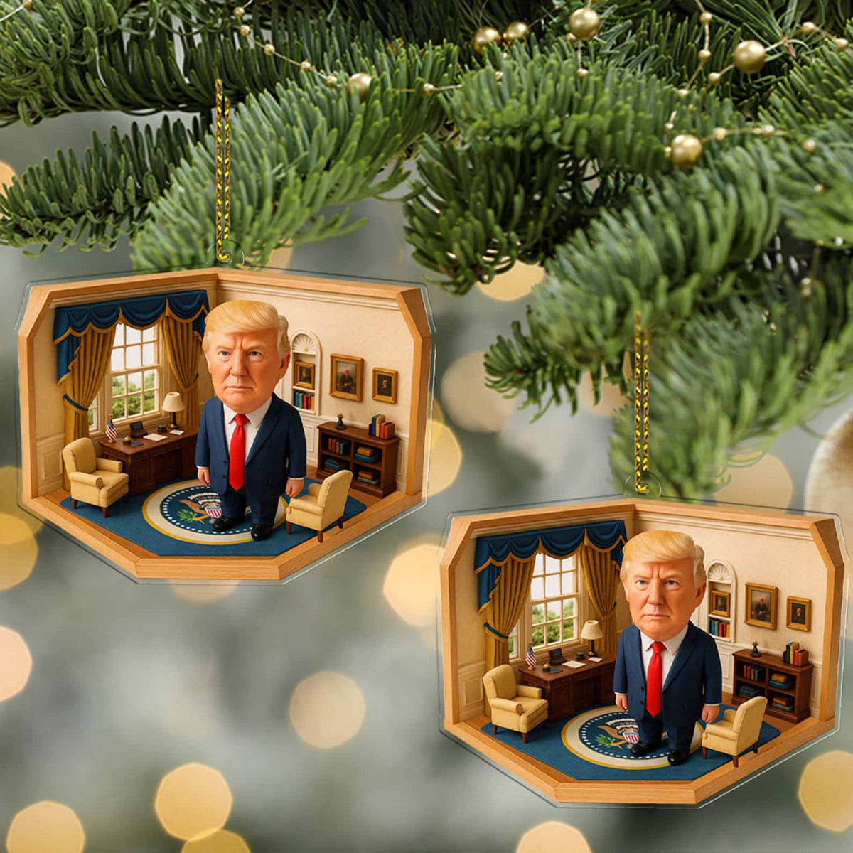 President Trump In The Oval Office 2D Acrylic Ornament, MAGA Ornament, Perfect for Car & Christmas Tree Decor 682657 - GOP