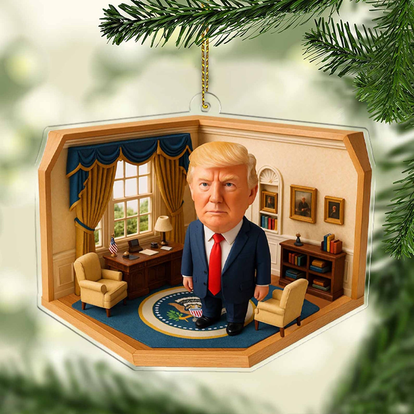 President Trump In The Oval Office 2D Acrylic Ornament, MAGA Ornament, Perfect for Car & Christmas Tree Decor 682657 - GOP
