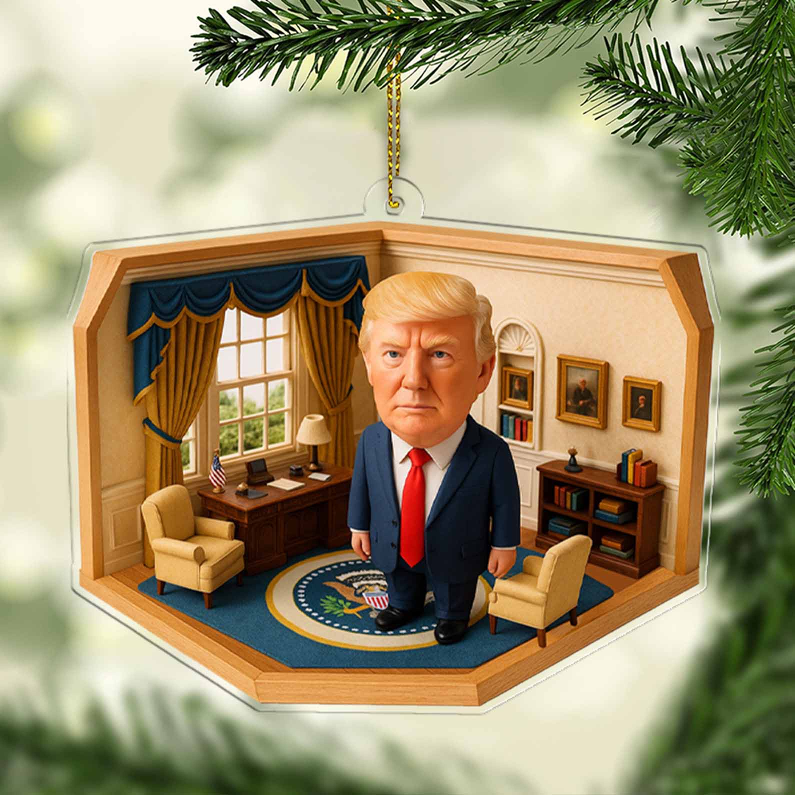 President Trump In The Oval Office 2D Acrylic Ornament, MAGA Ornament, Perfect for Car & Christmas Tree Decor 682657 - GOP