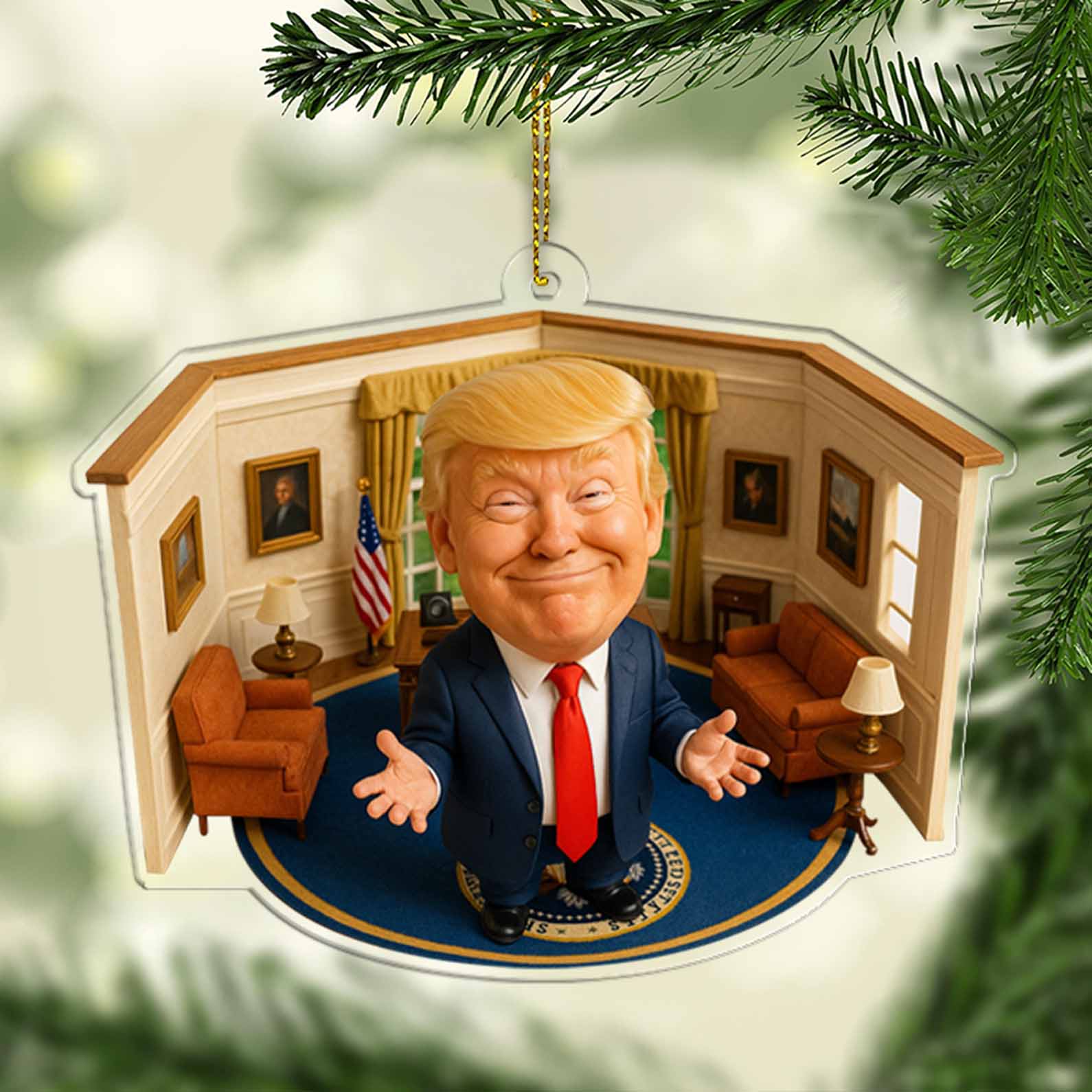 President Trump Oval Office 2D Acrylic Ornament, MAGA Ornament, Perfect for Car & Christmas Tree Decor 682658 - GOP