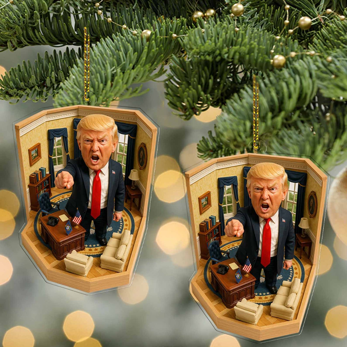 President Trump Command Pose in Oval Office 2D Acrylic Ornament, MAGA Ornament, Perfect for Car & Christmas Tree Decor 682660 - GOP