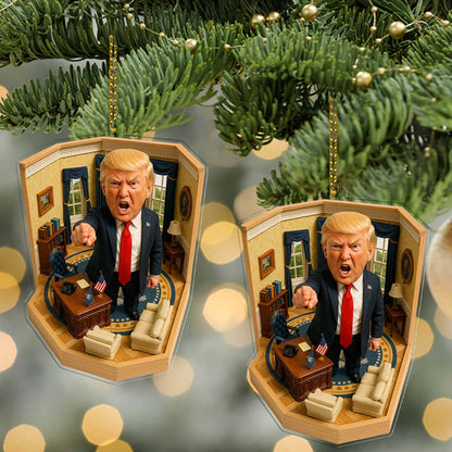 President Trump Command Pose in Oval Office 2D Acrylic Ornament, MAGA Ornament, Perfect for Car & Christmas Tree Decor 682660 - GOP
