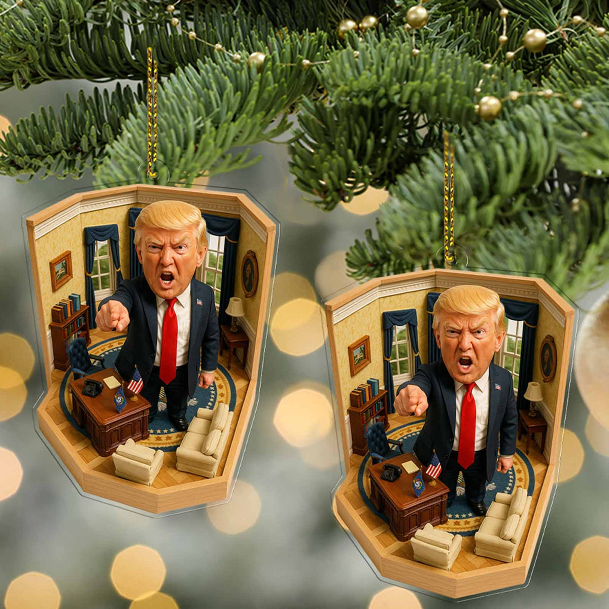 President Trump Command Pose in Oval Office 2D Acrylic Ornament, MAGA Ornament, Perfect for Car & Christmas Tree Decor 682660 - GOP