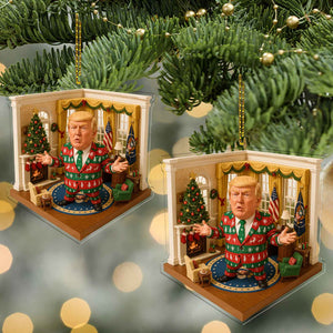 Trump in Oval Office Christmas Suit 2D Acrylic Ornament, MAGA Ornament, Perfect for Car & Christmas Tree Decor 682668