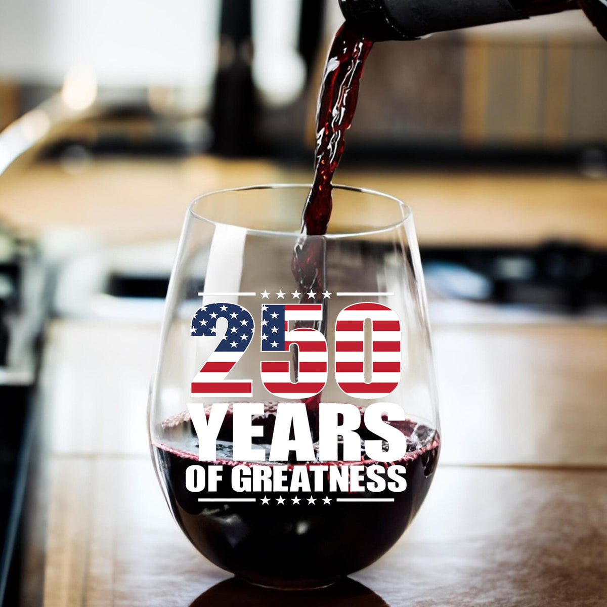 250 Years Of Greatness Wine Glass| America 250 Anniversary | Happy 250th Birthday USA | Patriotic 4th Of July Wine Glass 682670
