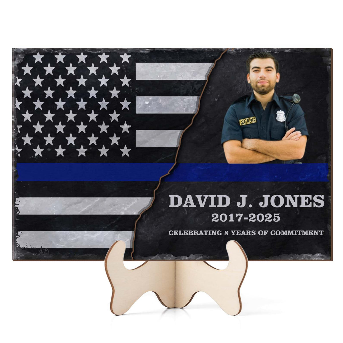 Custom Photo Police Man Plaque, Personalized 2 Layers Wooden Plaque, Retirement Gift For Police Officer, Appreciation Achievement Gift 682761