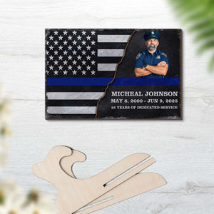 Custom Photo Police Man Plaque, Personalized 2 Layers Wooden Plaque, Retirement Gift For Police Officer, Appreciation Achievement Gift 682761