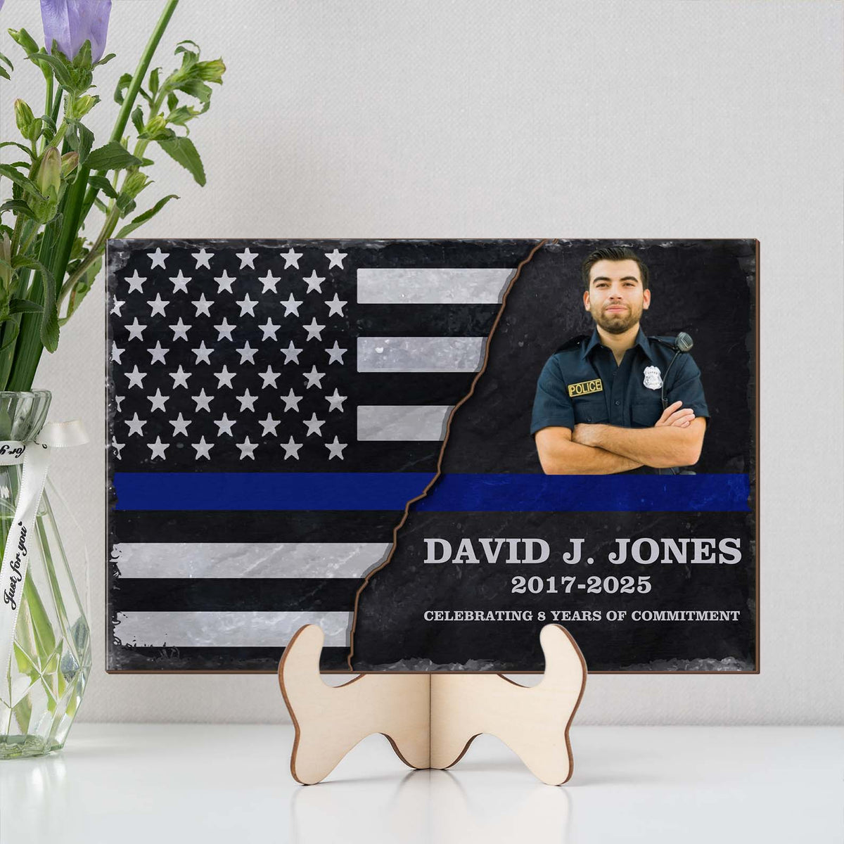 Custom Photo Police Man Plaque, Personalized 2 Layers Wooden Plaque, Retirement Gift For Police Officer, Appreciation Achievement Gift 682761