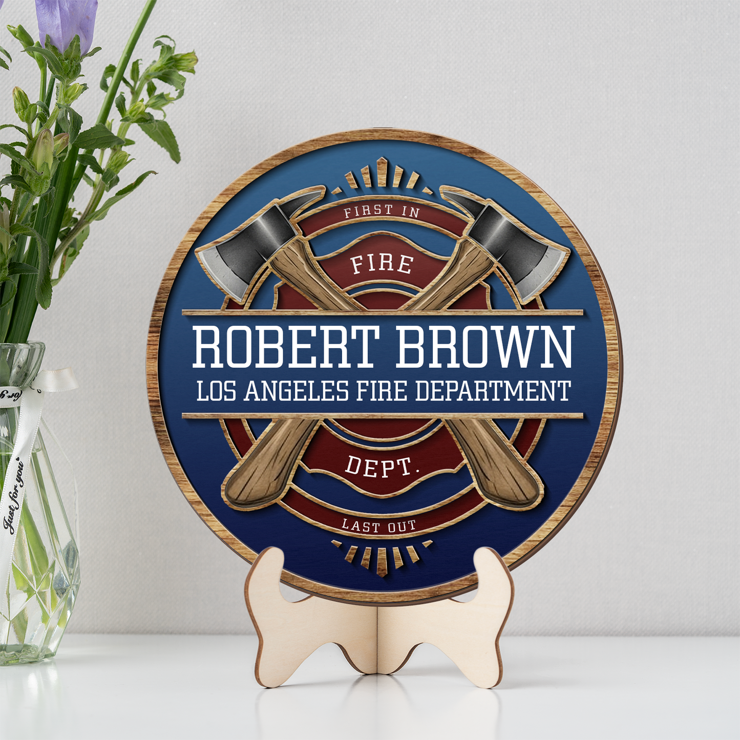 Custom Firefighter Wood Plaque, Personalized 2 Layers Wooden Plaque, First Responder Gift, Fireman Retirement Gift 682769