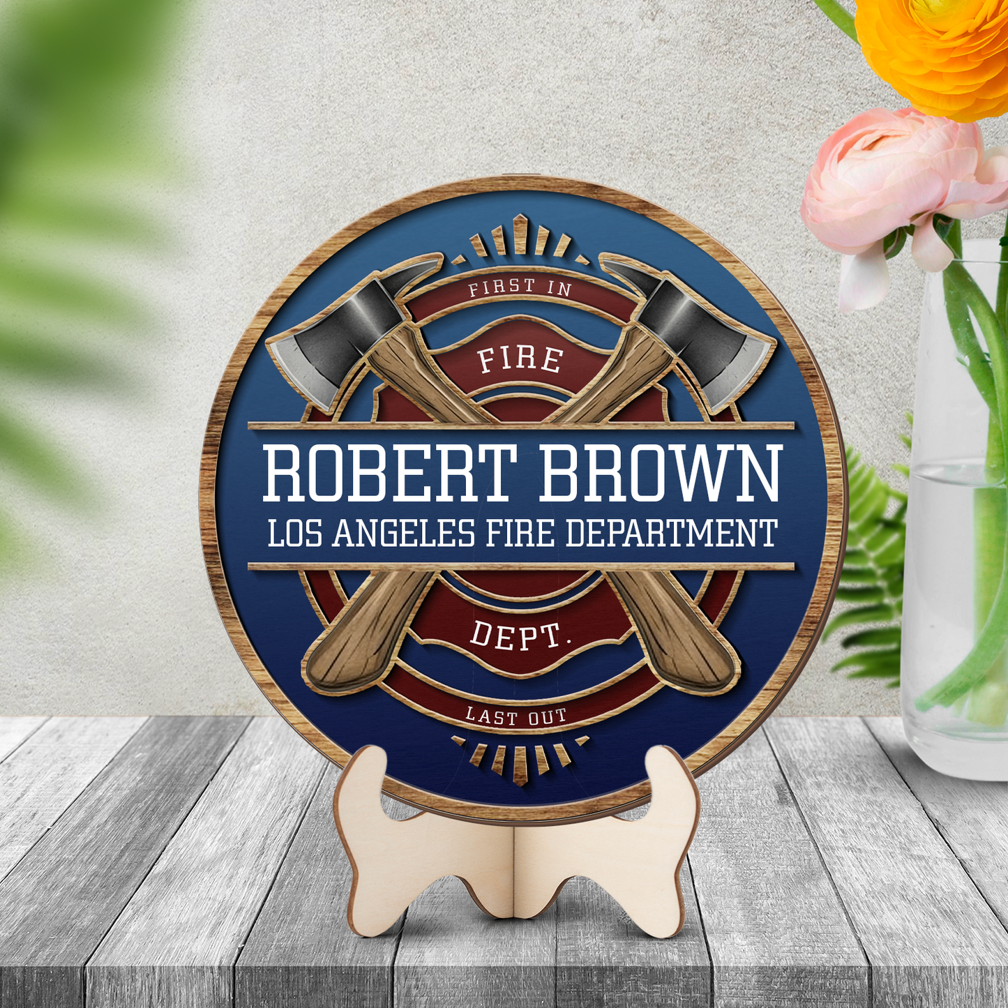 Custom Firefighter Wood Plaque, Personalized 2 Layers Wooden Plaque, First Responder Gift, Fireman Retirement Gift 682769