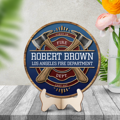 Custom Firefighter Wood Plaque, Personalized 2 Layers Wooden Plaque, First Responder Gift, Fireman Retirement Gift 682769