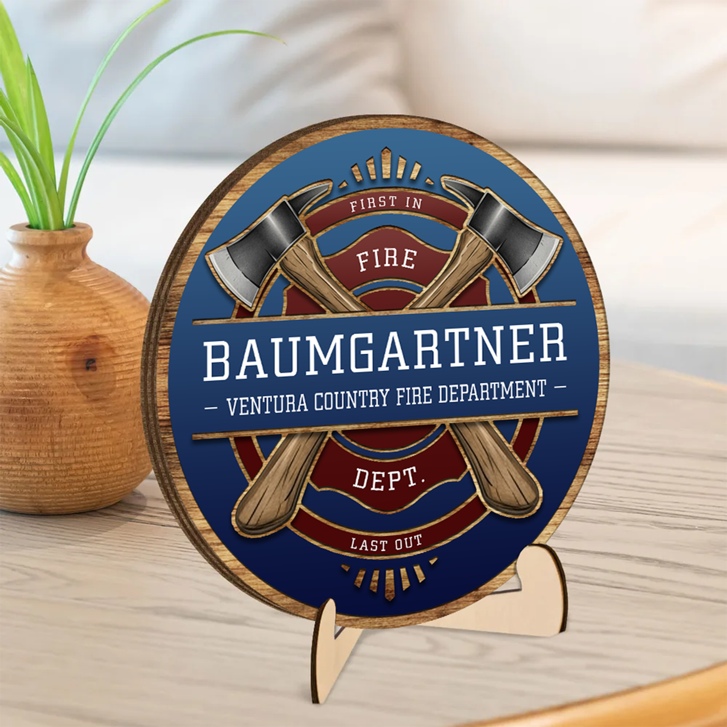 Custom Firefighter Wood Plaque, Personalized 2 Layers Wooden Plaque, First Responder Gift, Fireman Retirement Gift 682769
