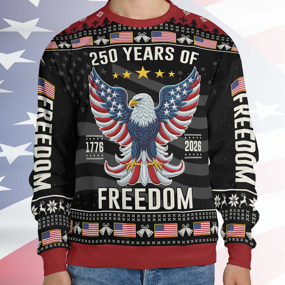 250 Years Anniversary USA Ugly Sweater, 250 Years Anniversary Christmas All-Over-Printed Sweatshirt 682812