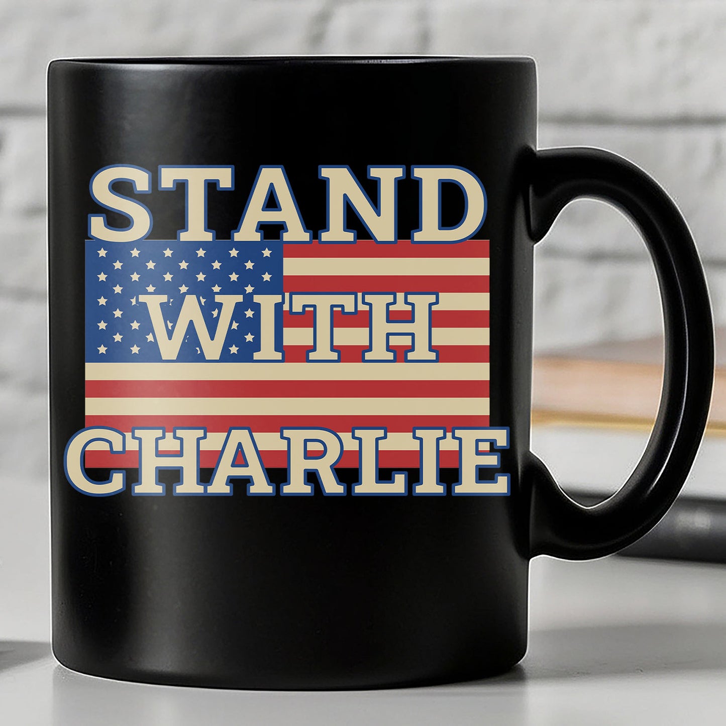 Stand With Charlie Kirk Memorial Mug | RIP Charlie Kirk Mug | A True Patriot Tribute Black Mug | America Freedom 682826