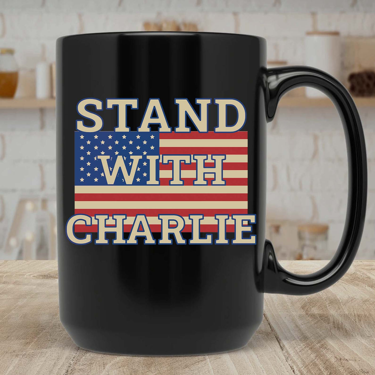Stand With Charlie Kirk Memorial Mug | RIP Charlie Kirk Mug | A True Patriot Tribute Black Mug | America Freedom 682826