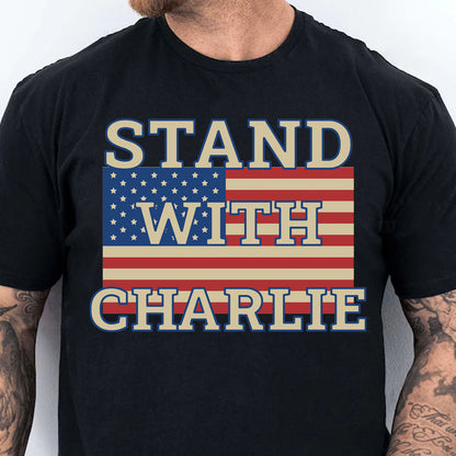 Stand With Charlie Kirk Memorial Shirt, Free Speech Support Tee, Vintage College Style Political Shirt, America Freedom 682826