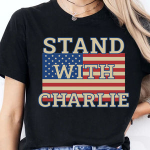 Stand With Charlie Kirk Memorial Shirt, Free Speech Support Tee, Vintage College Style Political Shirt, America Freedom 682826